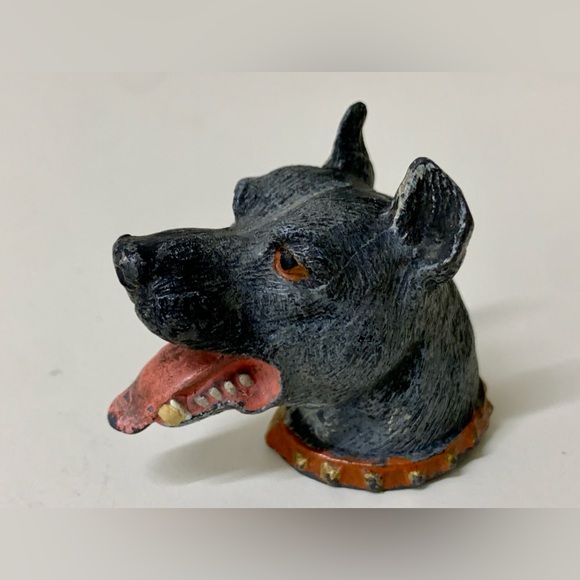 Antique Heavy Metal Decorative Figural Dog Head Cane Topper Cap Brutalist - Picture 2 of 16